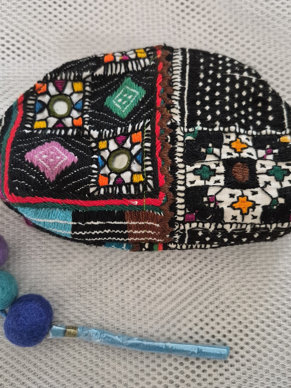 Embroidered Black Multicolor Mini Bag - Boho Patchwork Pouch
